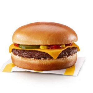 McDonald's Cheeseburger delivered through Yukon Bites, the top Whitehorse food delivery app for quick, online food orders.